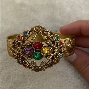Elegant Vintage Gold tone Multicolor Gemstone Bracelet